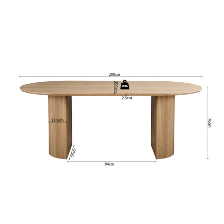 SOLENZO, table à manger ovale - décor bois - 2 tailles - 3 finitions