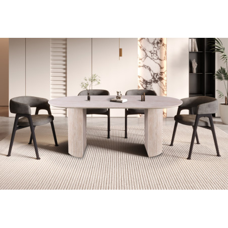 SOLENZO, table à manger ovale - décor bois - 2 tailles - 3 finitions