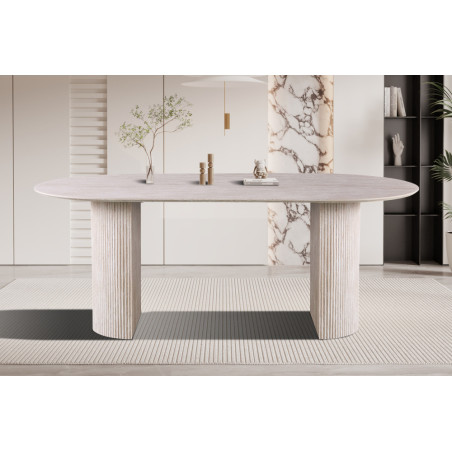 SOLENZO, table à manger ovale - décor bois - 2 tailles - 3 finitions