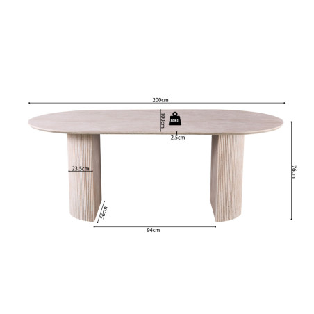 SOLENZO, table à manger ovale - décor bois - 2 tailles - 3 finitions