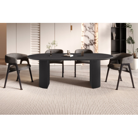 SOLENZO, table à manger ovale - décor bois - 2 tailles - 3 finitions