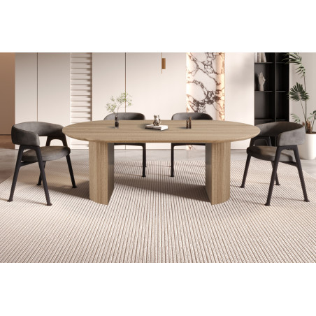 SOLENZO, table à manger ovale - décor bois - 2 tailles - 3 finitions