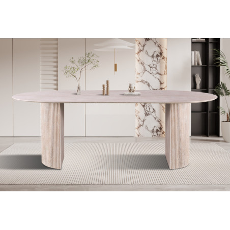 SOLENZO, table à manger ovale - décor bois - 2 tailles - 3 finitions