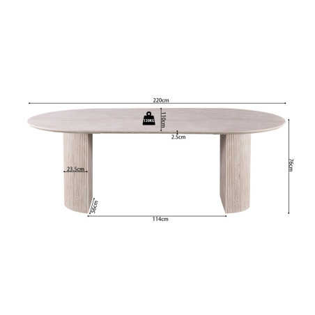 SOLENZO, table à manger ovale - décor bois - 2 tailles - 3 finitions