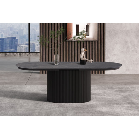 SOLENZO, table extensible ovale 180 à 220 cm - décor bois - 3 finitions