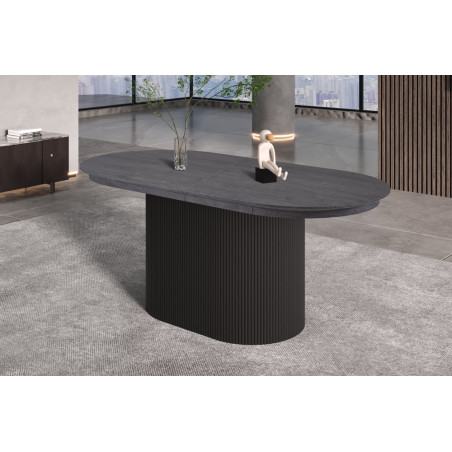 SOLENZO, table extensible ovale 180 à 220 cm - décor bois - 3 finitions