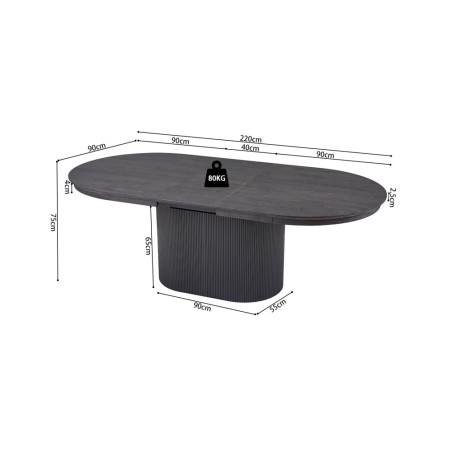 SOLENZO, table extensible ovale 180 à 220 cm - décor bois - 3 finitions