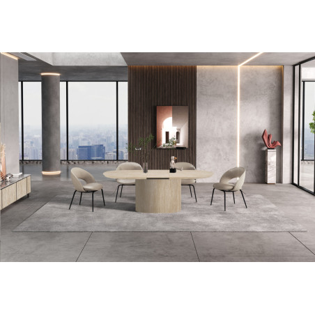 SOLENZO, table extensible ovale 180 à 220 cm - décor bois - 3 finitions