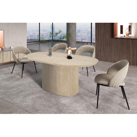 SOLENZO, table extensible ovale 180 à 220 cm - décor bois - 3 finitions