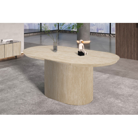 SOLENZO, table extensible ovale 180 à 220 cm - décor bois - 3 finitions