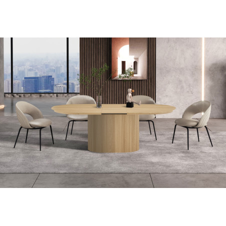 SOLENZO, table extensible ovale 180 à 220 cm - décor bois - 3 finitions