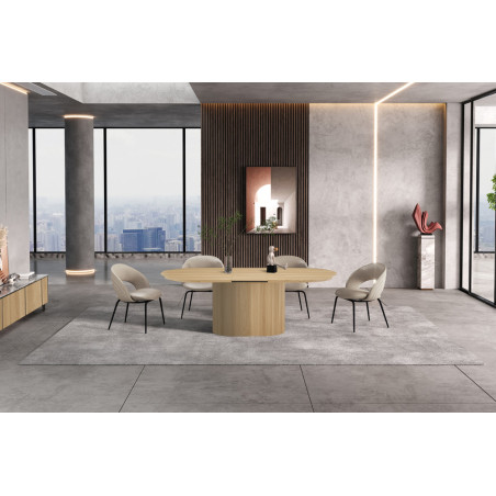 SOLENZO, table extensible ovale 180 à 220 cm - décor bois - 3 finitions