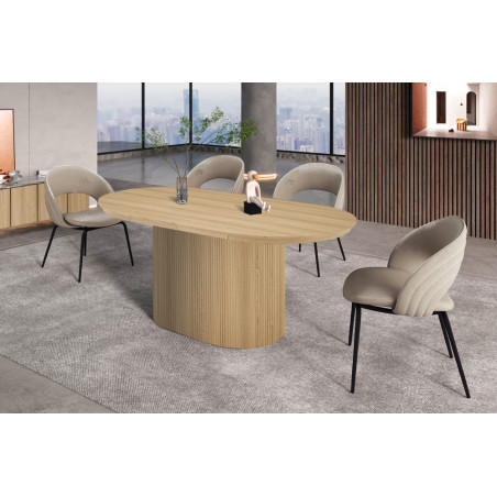 SOLENZO, table extensible ovale 180 à 220 cm - décor bois - 3 finitions