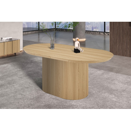 SOLENZO, table extensible ovale 180 à 220 cm - décor bois - 3 finitions