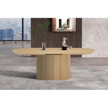 SOLENZO, table extensible ovale 180 à 220 cm - décor bois - 3 finitions