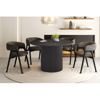 SOLENZO, table à manger ronde 120 cm - décor bois - 3 finitions