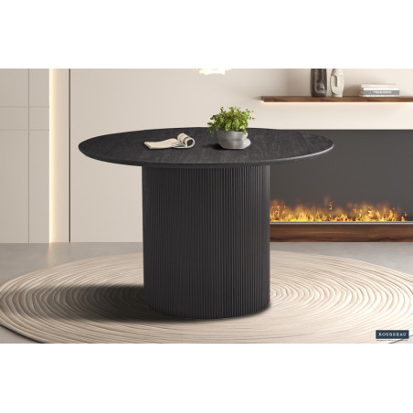 SOLENZO, table à manger ronde 120 cm - décor bois - 3 finitions