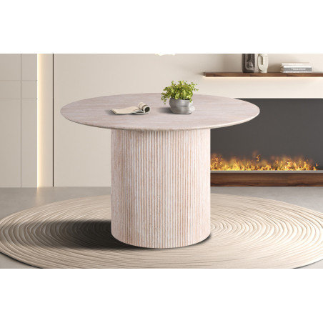 SOLENZO, table à manger ronde 120 cm - décor bois - 3 finitions