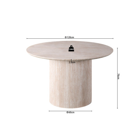 SOLENZO, table à manger ronde 120 cm - décor bois - 3 finitions