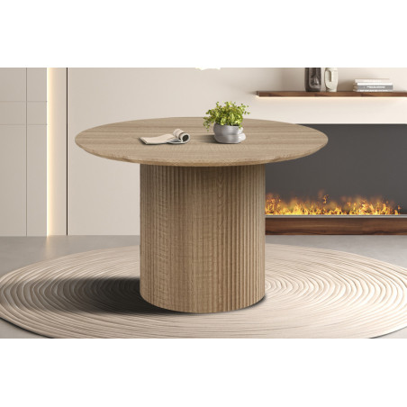 SOLENZO, table à manger ronde 120 cm - décor bois - 3 finitions