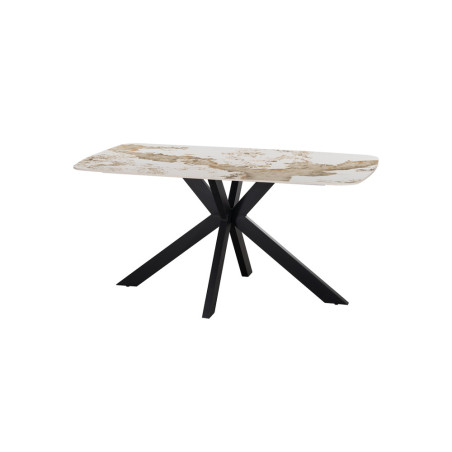 ALBATRE, table à manger ovale - plateau pierre frittée - pieds en métal noir - 3 tailles - 6 finitions