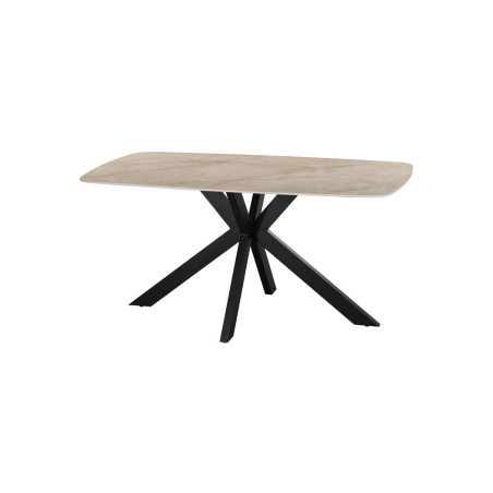 ALBATRE, table à manger ovale - plateau pierre frittée - pieds en métal noir - 3 tailles - 6 finitions