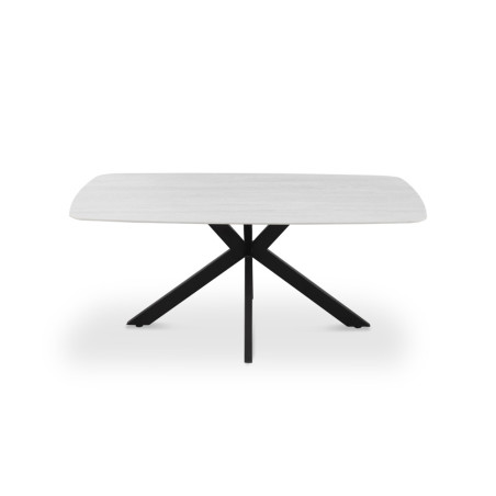 ALBATRE, table à manger ovale - plateau pierre frittée - pieds en métal noir - 3 tailles - 6 finitions