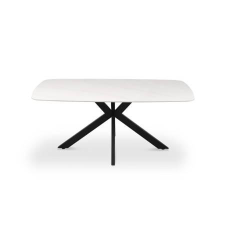 ALBATRE, table à manger ovale - plateau pierre frittée - pieds en métal noir - 3 tailles - 6 finitions