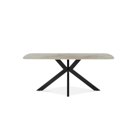 ALBATRE, table à manger ovale - plateau pierre frittée - pieds en métal noir - 3 tailles - 6 finitions