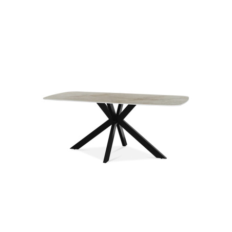 ALBATRE, table à manger ovale - plateau pierre frittée - pieds en métal noir - 3 tailles - 6 finitions