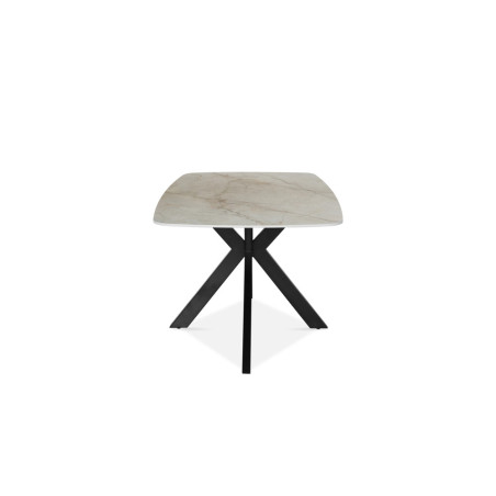 ALBATRE, table à manger ovale - plateau pierre frittée - pieds en métal noir - 3 tailles - 6 finitions