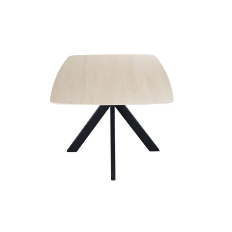 ALBATRE, table à manger ovale - plateau pierre frittée - pieds en métal noir - 3 tailles - 6 finitions