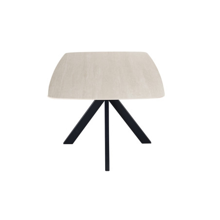 ALBATRE, table à manger ovale - plateau pierre frittée - pieds en métal noir - 3 tailles - 6 finitions
