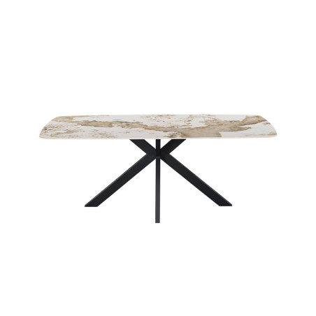 ALBATRE, table à manger ovale - plateau pierre frittée - pieds en métal noir - 3 tailles - 6 finitions