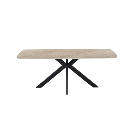 ALBATRE, table à manger ovale - plateau pierre frittée - pieds en métal noir - 3 tailles - 6 finitions