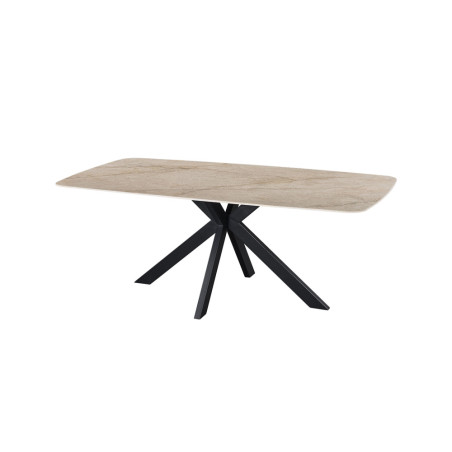 ALBATRE, table à manger ovale - plateau pierre frittée - pieds en métal noir - 3 tailles - 6 finitions