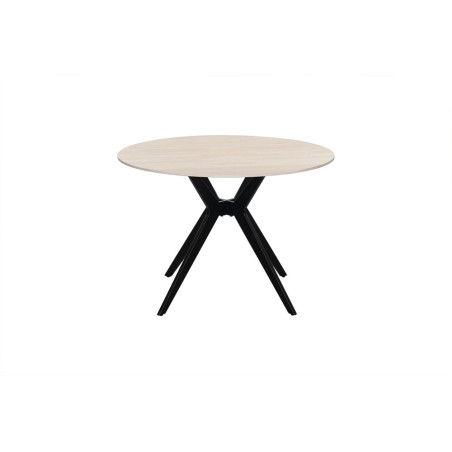 ALBATRE, table à manger ronde - plateau pierre frittée - pieds en métal noir - 2 tailles - 6 finitions