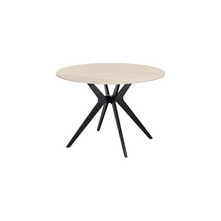 ALBATRE, table à manger ronde - plateau pierre frittée - pieds en métal noir - 2 tailles - 6 finitions