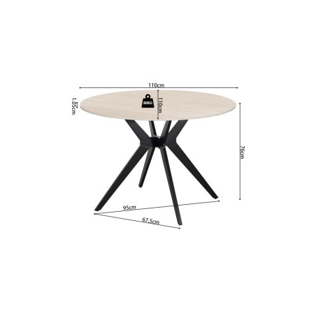 ALBATRE, table à manger ronde - plateau pierre frittée - pieds en métal noir - 2 tailles - 6 finitions