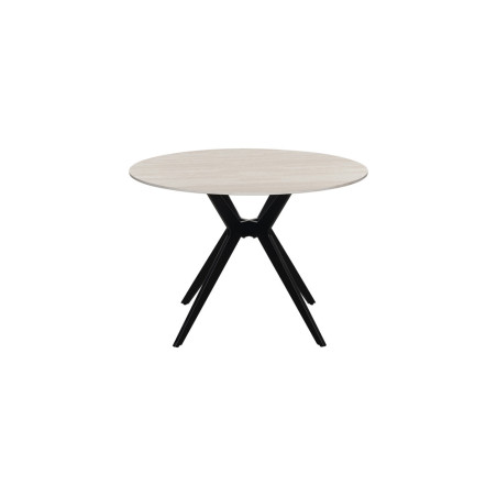 ALBATRE, table à manger ronde - plateau pierre frittée - pieds en métal noir - 2 tailles - 6 finitions