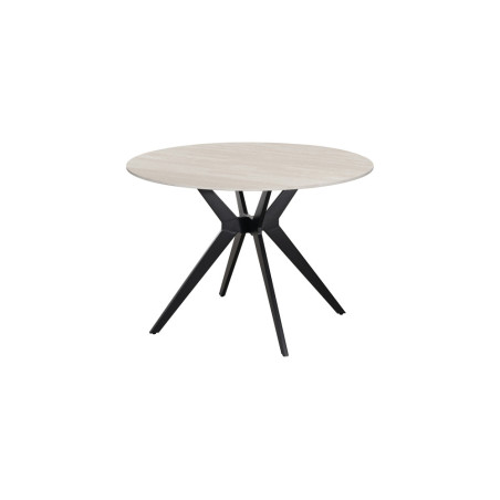ALBATRE, table à manger ronde - plateau pierre frittée - pieds en métal noir - 2 tailles - 6 finitions