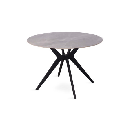 ALBATRE, table à manger ronde - plateau pierre frittée - pieds en métal noir - 2 tailles - 6 finitions