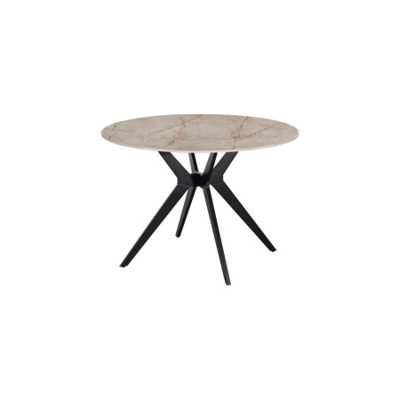 ALBATRE, table à manger ronde - plateau pierre frittée - pieds en métal noir - 2 tailles - 6 finitions