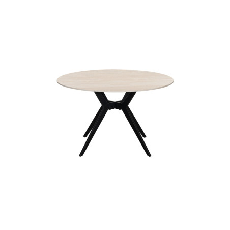 ALBATRE, table à manger ronde - plateau pierre frittée - pieds en métal noir - 2 tailles - 6 finitions