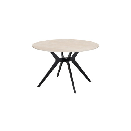 ALBATRE, table à manger ronde - plateau pierre frittée - pieds en métal noir - 2 tailles - 6 finitions