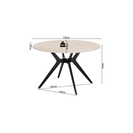 ALBATRE, table à manger ronde - plateau pierre frittée - pieds en métal noir - 2 tailles - 6 finitions