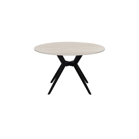 ALBATRE, table à manger ronde - plateau pierre frittée - pieds en métal noir - 2 tailles - 6 finitions