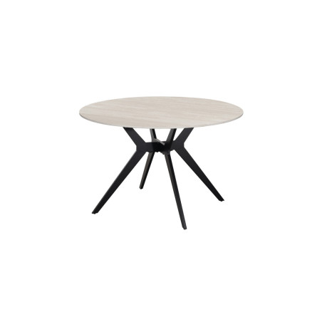 ALBATRE, table à manger ronde - plateau pierre frittée - pieds en métal noir - 2 tailles - 6 finitions