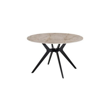 ALBATRE, table à manger ronde - plateau pierre frittée - pieds en métal noir - 2 tailles - 6 finitions