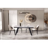 HORIZON, table extensible 160 à 240 cm - plateau pierre frittée - avec allonges - pieds en métal noir - 3 finitions